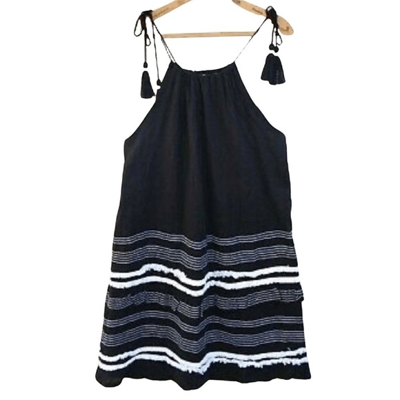 Chelsea & Theodore Women’s Black and White Fringed Skirted Tent Dress Size Med - Picture 1 of 9